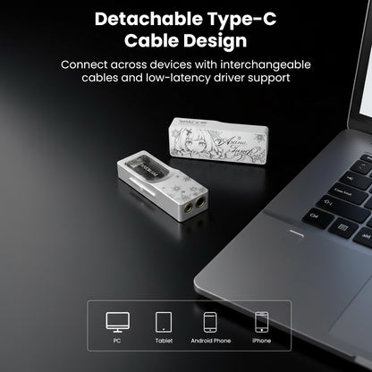 Detachable Type-C USB cable with stylish design connecting to laptop for audio device