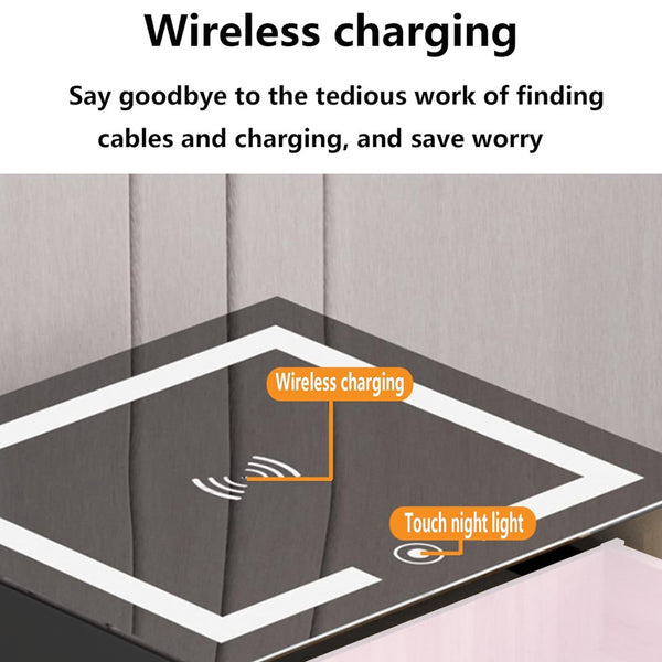 TECPHILE – Smart Bedside Table with Wireless Charging, Fingerprint Lock, PIR Sensor - 4