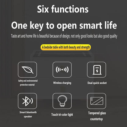 TECPHILE Smart Bedside Table with Multi Funtion