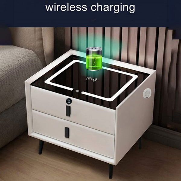 TECPHILE – Smart Bedside Table with Wireless Charging, Fingerprint Lock, PIR Sensor - 11