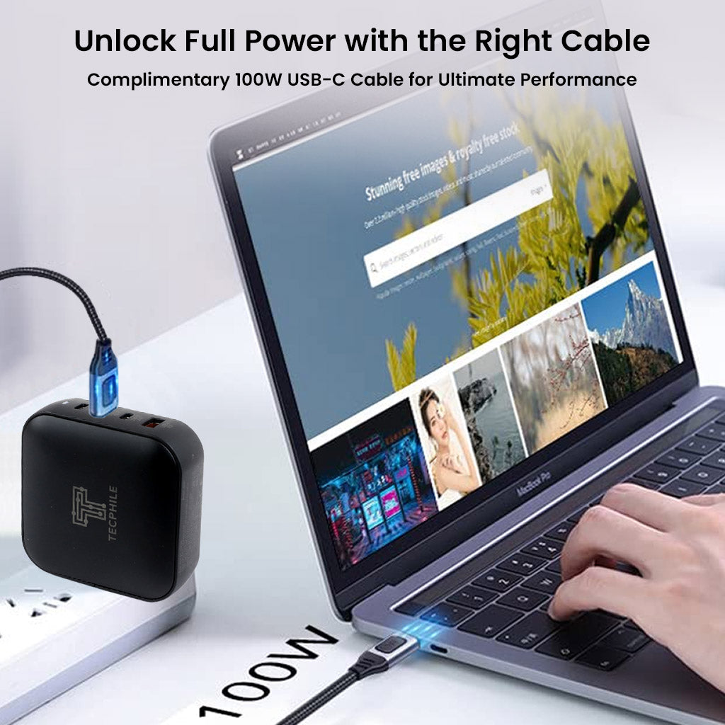 TECPHILE 100W PD GaN Charger with Fast Charging Cable 7