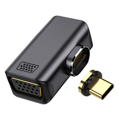 TECPHILE 1080P FHD Magnetic Type C to VGA Converter Adapter with gold-plated magnetic USB-C connector and VGA female port for laptops and monitors.