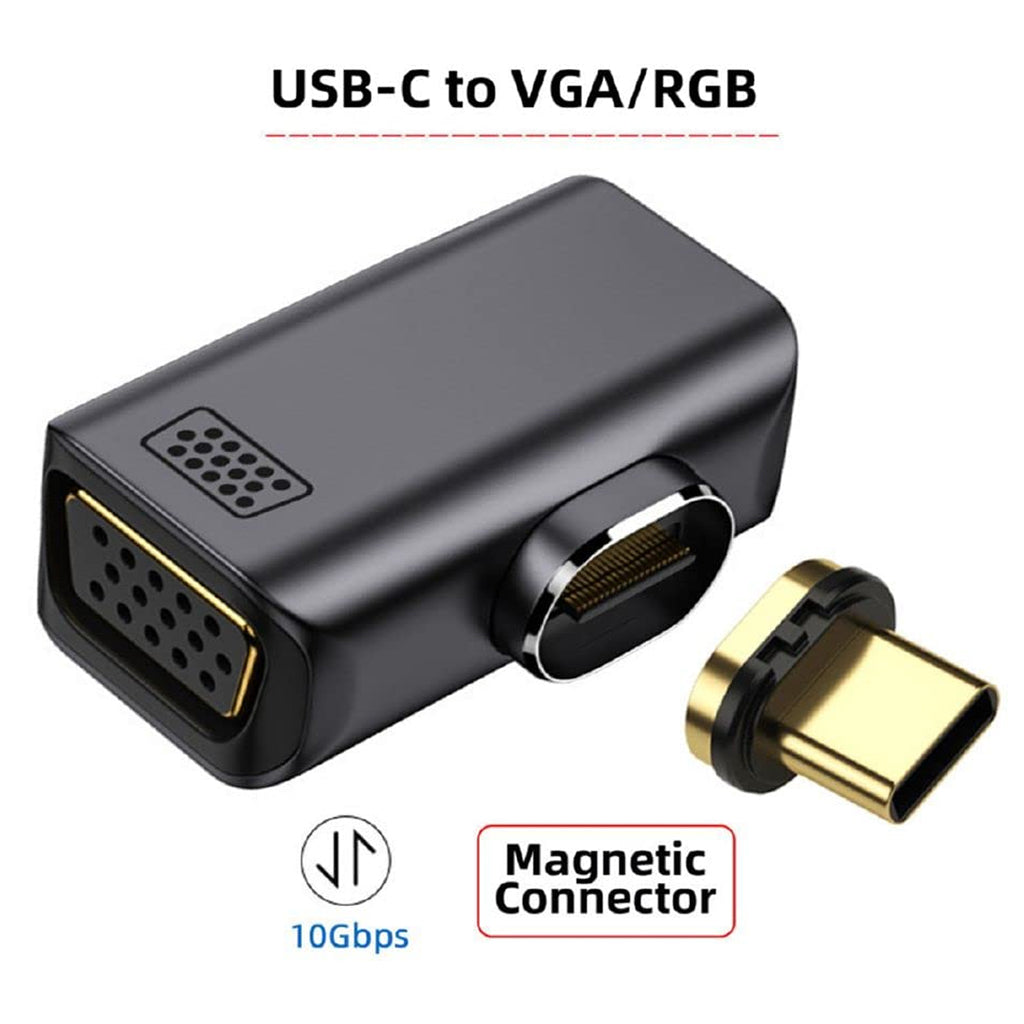 TECPHILE USB-C to VGA/RGB Adapter with 10Gbps magnetic connector ensures high-speed 1080P video output for laptops, tablets, and smartphones.