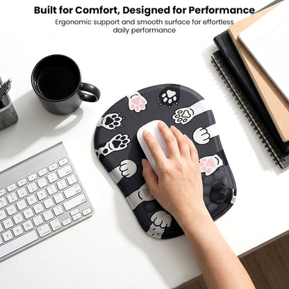 Ergonomic dog paw mouse pad with wrist support on desk