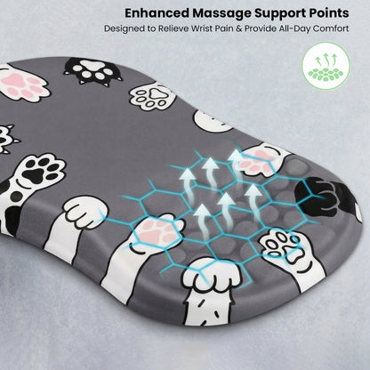 Dog paw ergonomic mouse pad with massage support and anti-slip surface