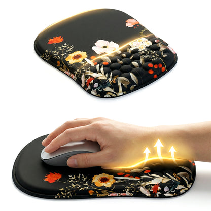 Floral ergonomic mouse pad with wrist support