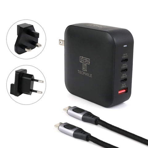 TECPHILE – 165W PD GaN Charger with Fast Charging Cable