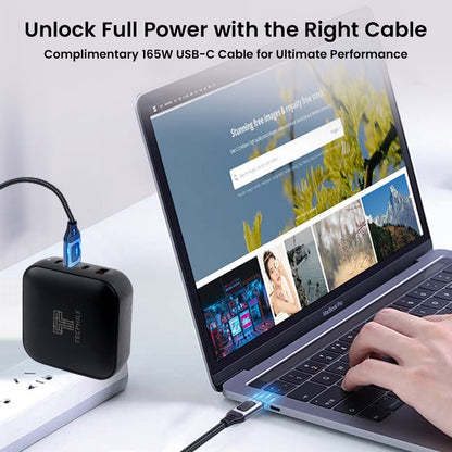 TECPHILE – 165W PD GaN Charger with type c to type c Fast Charging Cable 