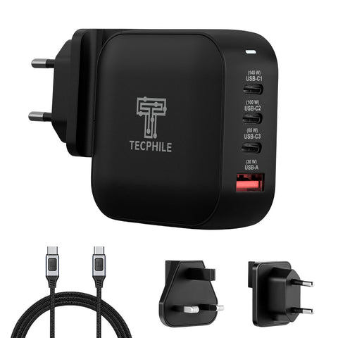 tecphile 165W PD gan charger with 100W usb c to type c fast charging cable