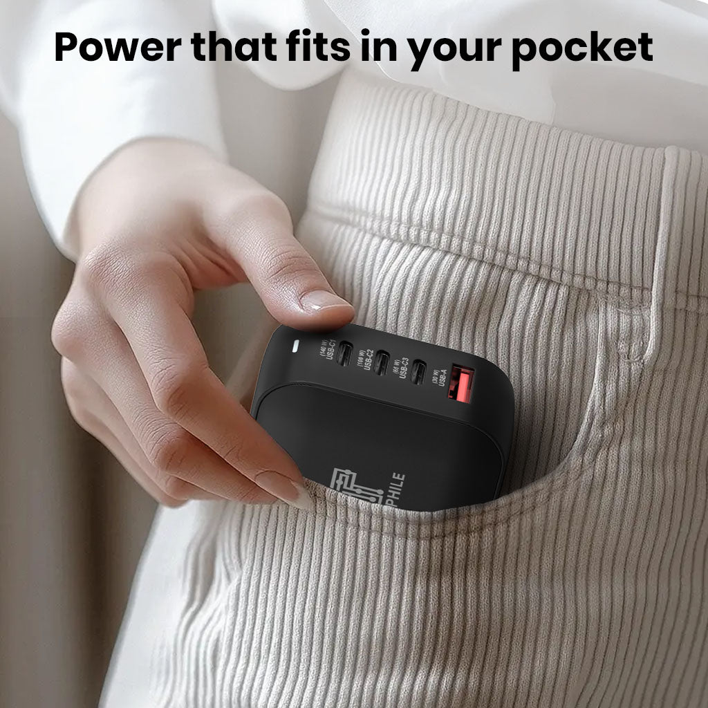 Pocket size 165w gan charger 4 port 