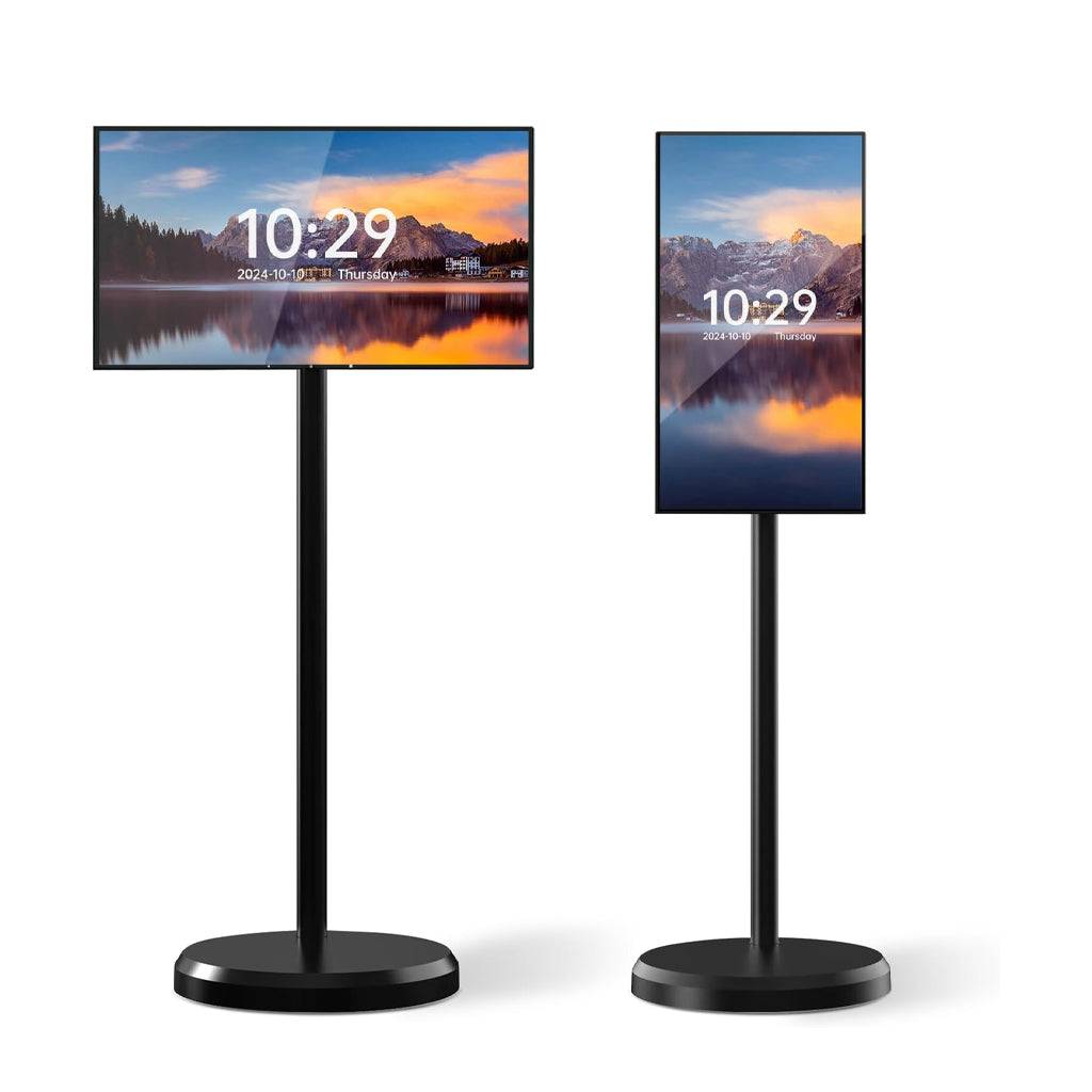 LINGQI 21.5-inch Full HD Smart Digital Display in portrait and landscape modes, ideal for various applications and settings.