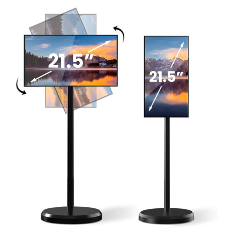 LINGQI 21.5-inch Full HD Smart Digital Display with adjustable stand, showcasing rotatable screen for versatile viewing angles.