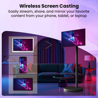 Wireless screen casting feature of LINGQI 21.5-inch Full HD Smart Digital Display, enabling seamless streaming from multiple devices.