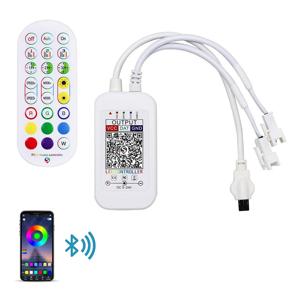 TECPHILE 3 Pin Dual RGBIC LED Strip Light Controller with Remote ...
