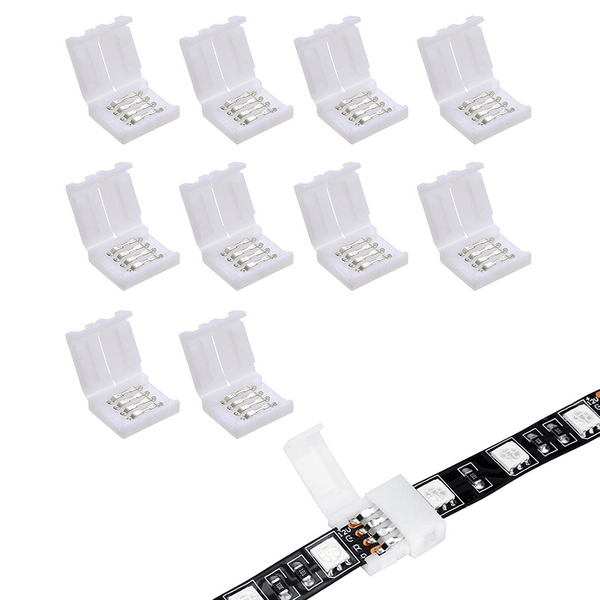 TECPHILE – 4 Pin RGB Strip Light 10mm Solderless Connector - 10