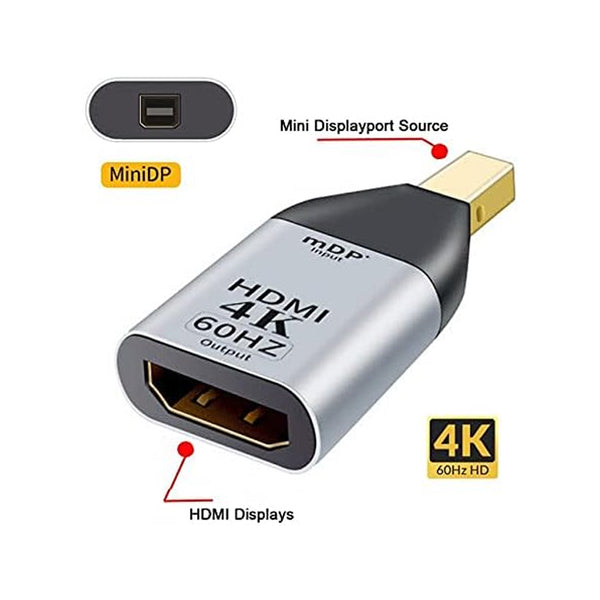 TECPHILE - 4K@60hz Mini Display Port to HDMI Adapter - 6
