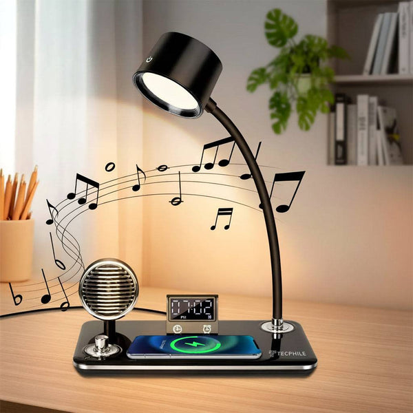 TECPHILE 5-in-1 Study Desk Lamp with Bluetooth Speaker & Wireless Charging - 2