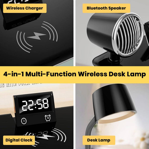 TECPHILE 5-in-1 Study Desk Lamp with Bluetooth Speaker & Wireless Charging - 3