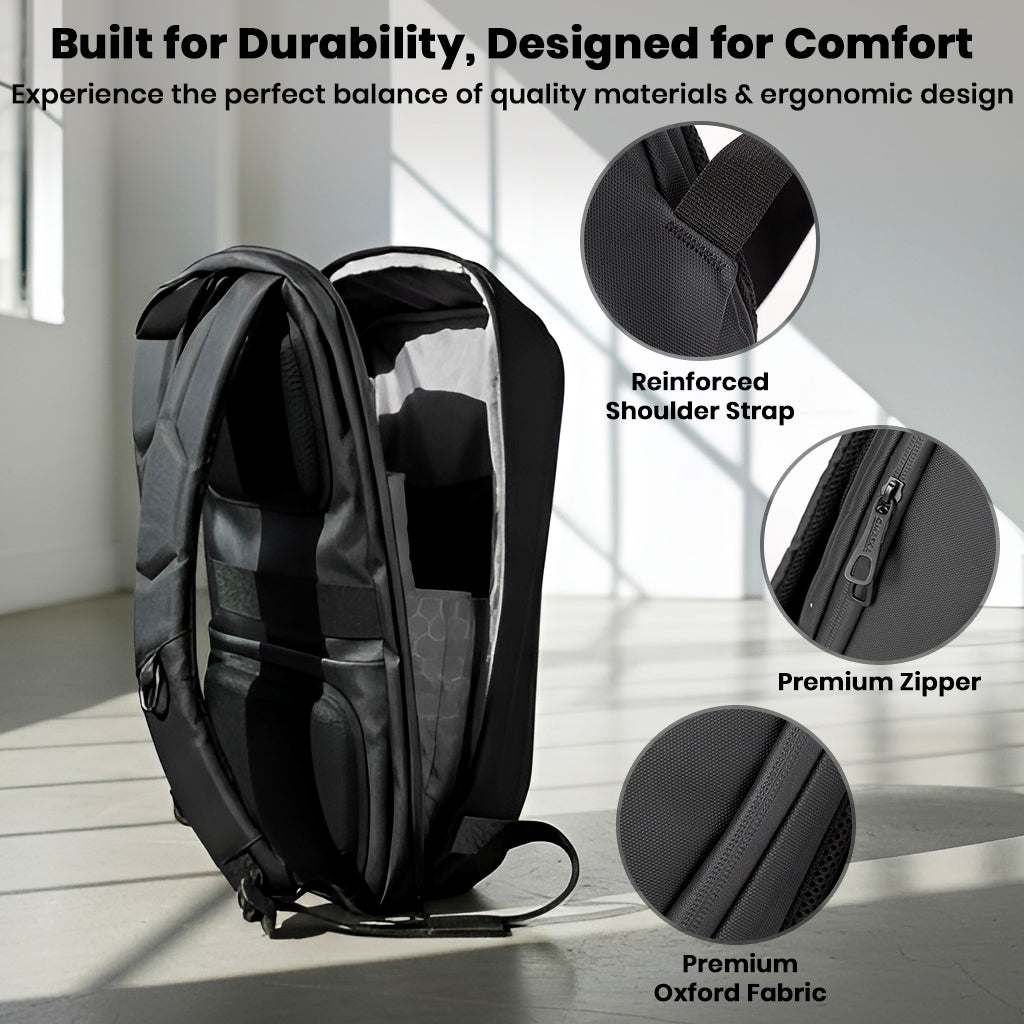 TECPHILE - COMPX Anti Theft Hard Shell Bag Laptop Backpack 15L Fit for 15.6” Laptop