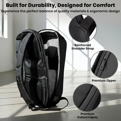 TECPHILE - COMPX Anti Theft Hard Shell Bag Laptop Backpack 15L Fit for 15.6” Laptop