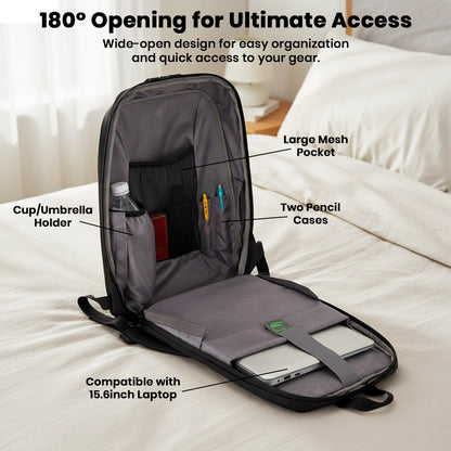 TECPHILE - COMPX Anti Theft Hard Shell Bag Laptop Backpack 15L Fit for 15.6” Laptop