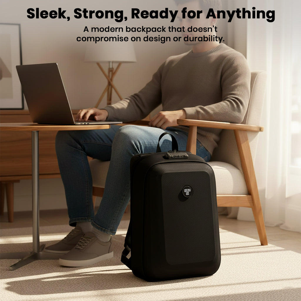 TECPHILE - COMPX Anti Theft Hard Shell Bag Laptop Backpack 15L Fit for 15.6” Laptop