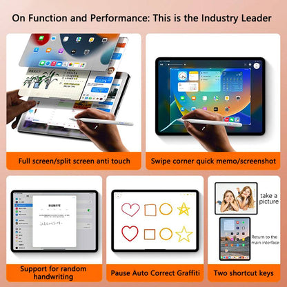 TECPHILE BP20 Pro Stylus Pen supports multitasking, screenshot, handwriting, and shortcut keys for enhanced iPad productivity.