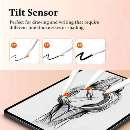 Tilt sensitivity feature of TECPHILE BP20 Pro Stylus Pen allows varied line thickness for precise drawing and shading on iPad.