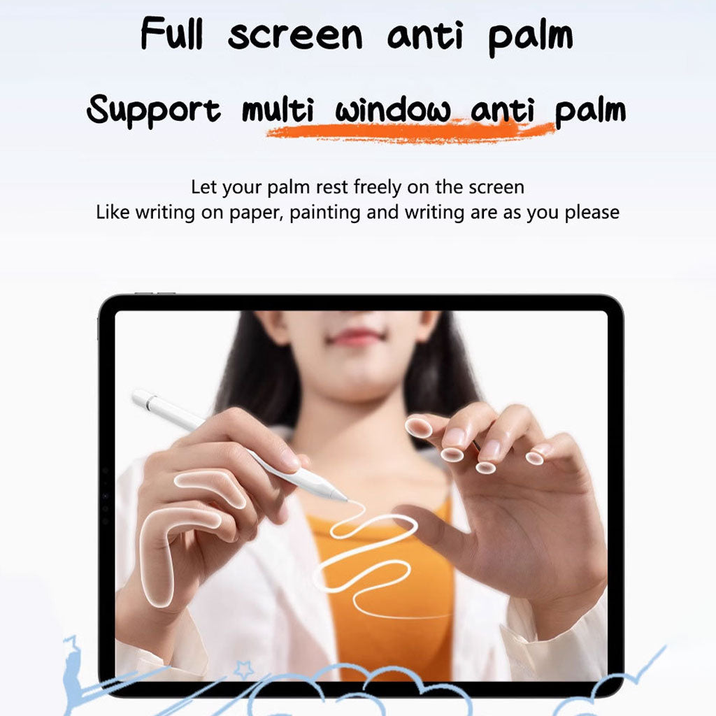 TECPHILE iPad Pencil in use on a tablet, demonstrating full-screen palm rejection and smooth handwriting for multitasking and note-taking.