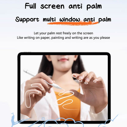 TECPHILE iPad Pencil in use on a tablet, demonstrating full-screen palm rejection and smooth handwriting for multitasking and note-taking.