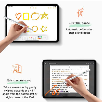 TECPHILE iPad Pencil in use for graffiti pause and quick screenshot, showing responsive touch and creative flexibility.