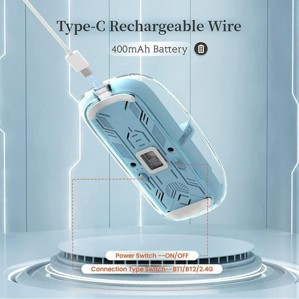 TECPHILE – M133 Transparent Multi Device Wireless Mouse - 8