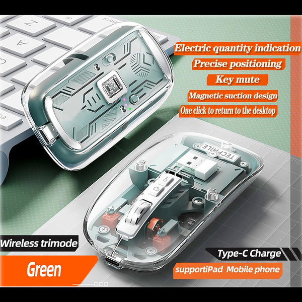 TECPHILE – M133 Transparent Multi Device Wireless Mouse - 14