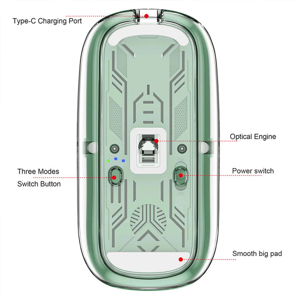 TECPHILE – M133 Transparent Multi Device Wireless Mouse - 9