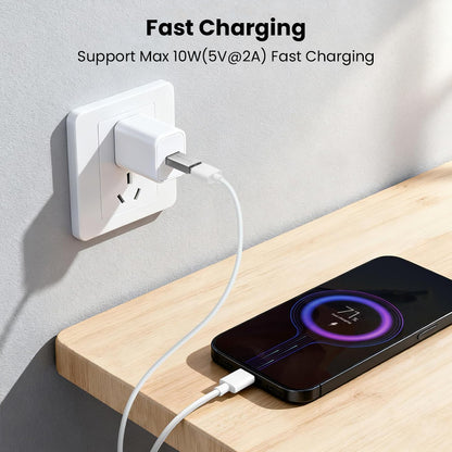 TECPHILE 10W USB-A Data Blocker Adapter supports fast charging up to 5V/2A while preventing data transfer during power use.