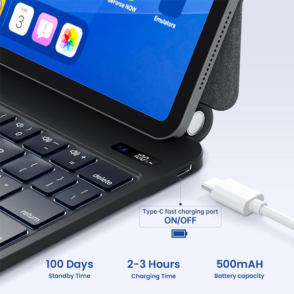 TECPHILE - CD11 Keyboard Case for iPad Pro 11” M5 & iPad Air 10.9” (4th/5th Gen, M2/M3) - 7