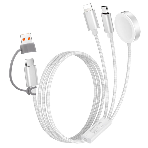 TECPHILE- 100W PD 3-in-2 Fast Charging Multi Cable with 3 Ports (5ft/1.5m) - 1