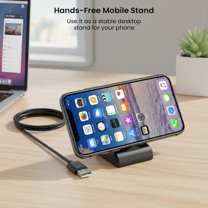 TECPHILE Charging Dock doubles as a hands-free mobile stand, offering stable support for smartphones on any desktop surface.