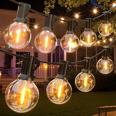 TECPHILE - G40 Outdoor String Lights Waterproof & Shatterproof Bulbs