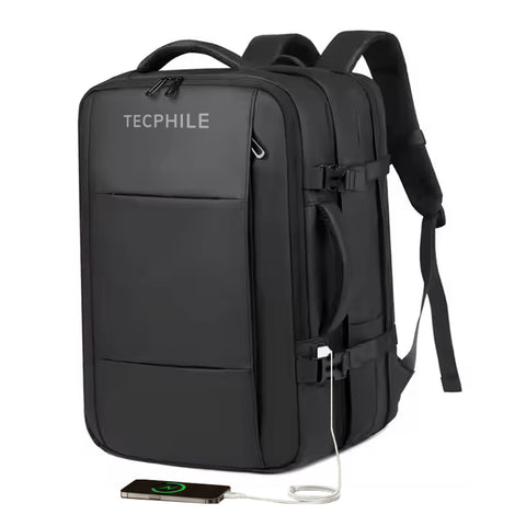 TECPHILE – Laptop Bag 35L Expandable Anti-Theft Travel Backpack for Men with USB Port