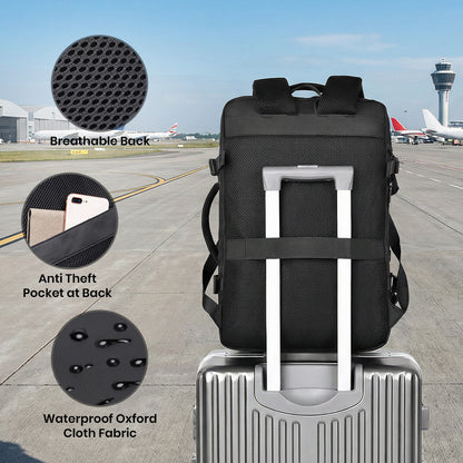 TECPHILE – Laptop Bag 35L Expandable Anti-Theft Travel Backpack for Men with USB Port