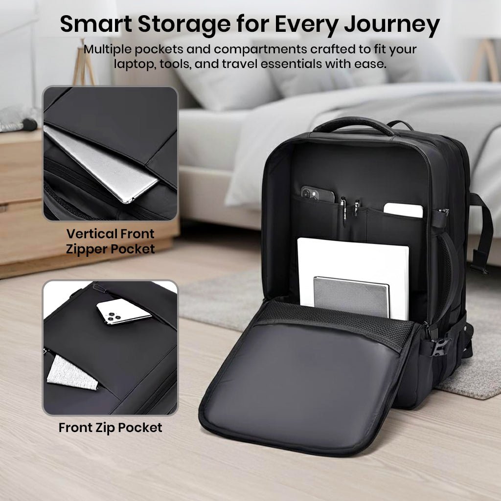 TECPHILE – Laptop Bag 35L Expandable Anti-Theft Travel Backpack for Men with USB Port