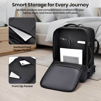 TECPHILE – Laptop Bag 35L Expandable Anti-Theft Travel Backpack for Men with USB Port