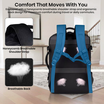 TECPHILE – Laptop Bag 35L Expandable Anti-Theft Travel Backpack for Men with USB Port
