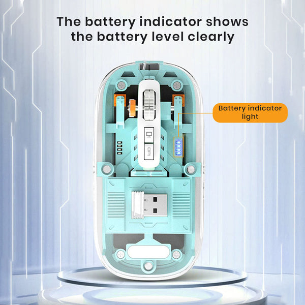 TECPHILE – M133 Transparent Wireless RGB Mouse, Tri-Mode Connectivity - 6