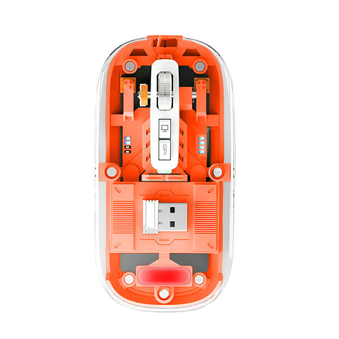 TECPHILE M133 Transparent Wireless RGB Mouse, Tri-Mode Connectivity - 0