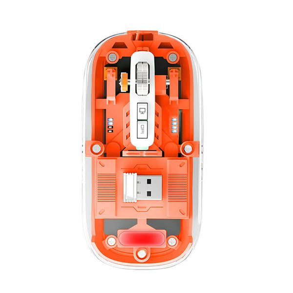 TECPHILE M133 Transparent Wireless RGB Mouse, Tri-Mode Connectivity - 2