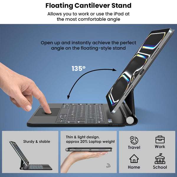 TECPHILE- MK-M413 Magic Keyboard Case iPad Pro 13" M5 2025 & M4 2024 - 16