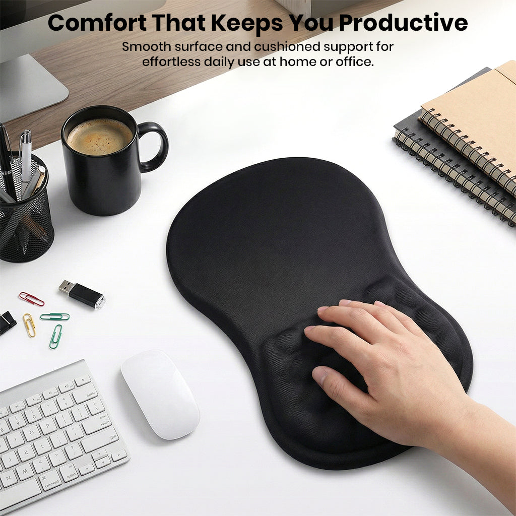 Black ergonomic wrist support mouse pad