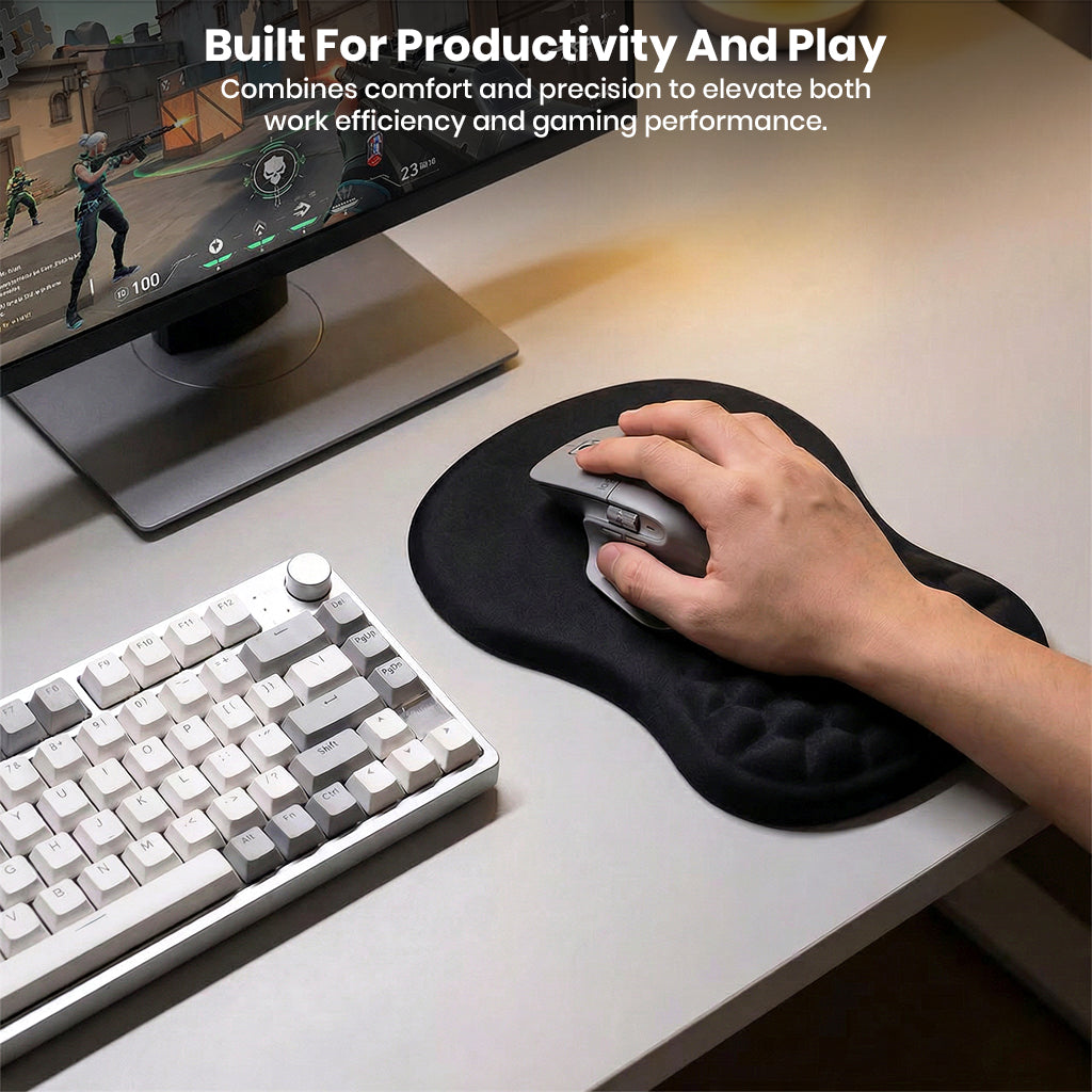 Productivity-enhancing mouse pad with ergonomic padding and anti-slip bottom